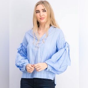 Scotch & Soda Beach Break Light Blue Puffed Sleeve Top